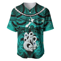 Personalised Maori Matariki Manaia Turquoise Baseball Jersey Maori Kowhaiwhai Pattern Galaxy LT01 Turquoise - Polynesian Pride