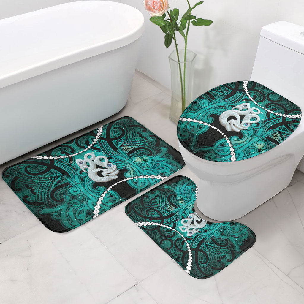 Maori Matariki Manaia Turquoise Bathroom Set Maori Kowhaiwhai Pattern Galaxy LT01 - Polynesian Pride
