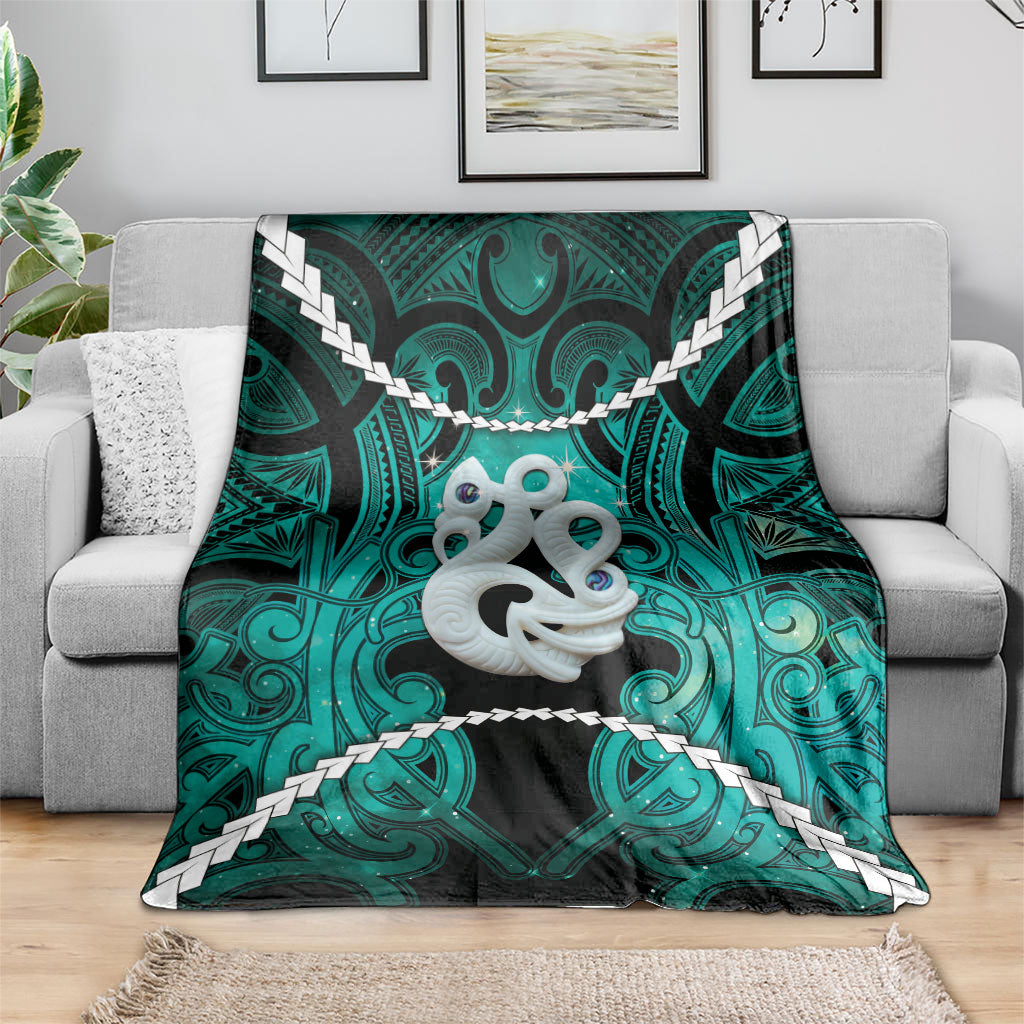 Maori Matariki Manaia Turquoise Blanket Maori Kowhaiwhai Pattern Galaxy LT01 - Polynesian Pride