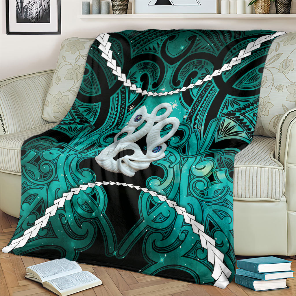 Maori Matariki Manaia Turquoise Blanket Maori Kowhaiwhai Pattern Galaxy LT01 - Polynesian Pride