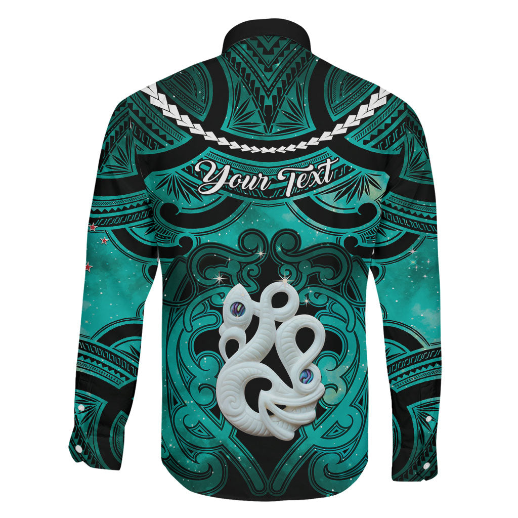 Personalised Maori Matariki Manaia Turquoise Family Matching Mermaid Dress and Hawaiian Shirt Maori Kowhaiwhai Pattern Galaxy LT01 - Polynesian Pride