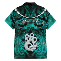 Personalised Maori Matariki Manaia Turquoise Family Matching Short Sleeve Bodycon Dress and Hawaiian Shirt Maori Kowhaiwhai Pattern Galaxy LT01 - Polynesian Pride