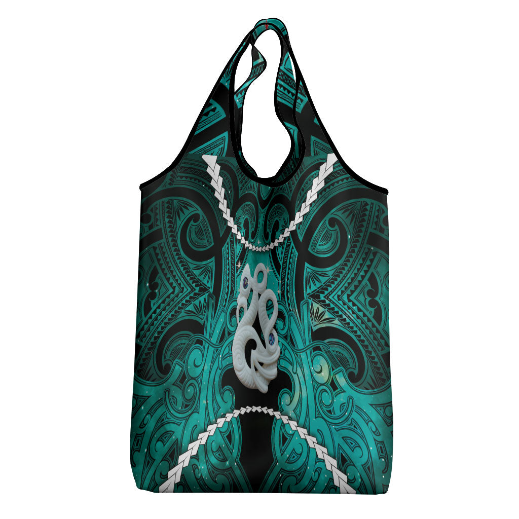 Maori Matariki Manaia Turquoise Grocery Bag Maori Kowhaiwhai Pattern Galaxy LT01 - Polynesian Pride