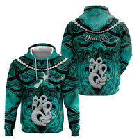 Personalised Maori Matariki Manaia Turquoise Hoodie Maori Kowhaiwhai Pattern Galaxy LT01 - Polynesian Pride