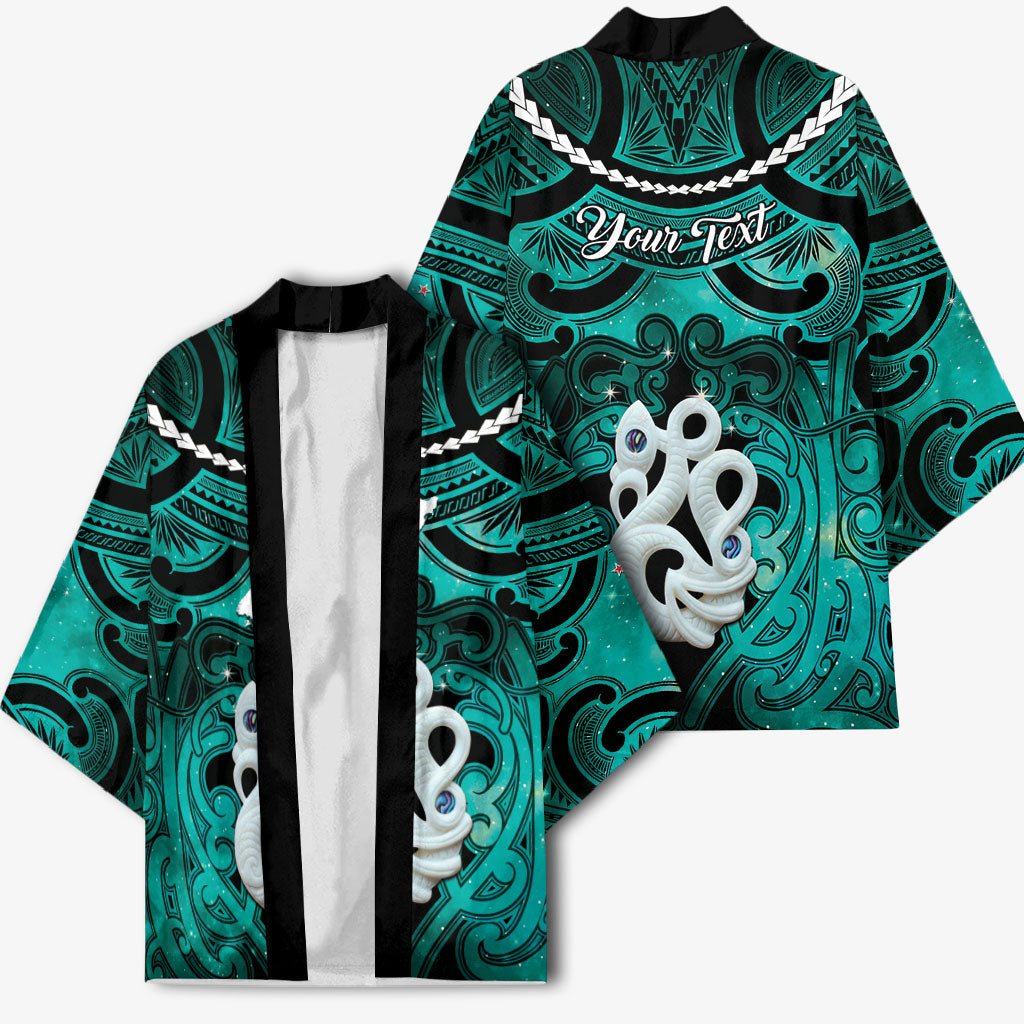 Personalised Maori Matariki Manaia Turquoise Kimono Maori Kowhaiwhai Pattern Galaxy LT01 - Polynesian Pride