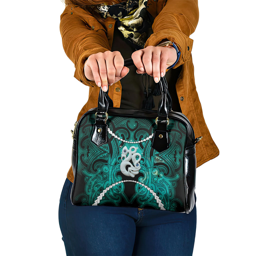 Maori Matariki Manaia Turquoise Shoulder Handbag Maori Kowhaiwhai Pattern Galaxy LT01 One Size Turquoise - Polynesian Pride