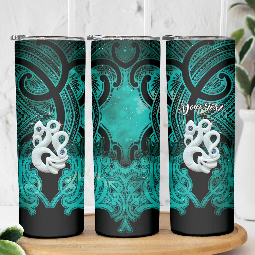 Personalised Maori Matariki Manaia Turquoise Skinny Tumbler Maori Kowhaiwhai Pattern Galaxy LT01 - Polynesian Pride