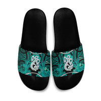 Maori Matariki Manaia Turquoise Slide Sandals Maori Kowhaiwhai Pattern Galaxy LT01 Turquoise - Polynesian Pride
