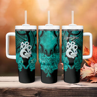Personalised Maori Matariki Manaia Turquoise Tumbler With Handle Maori Kowhaiwhai Pattern Galaxy LT01 - Polynesian Pride