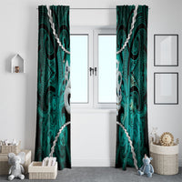 Maori Matariki Manaia Turquoise Window Curtain Maori Kowhaiwhai Pattern Galaxy LT01 - Polynesian Pride