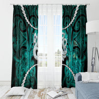 Maori Matariki Manaia Turquoise Window Curtain Maori Kowhaiwhai Pattern Galaxy LT01 - Polynesian Pride