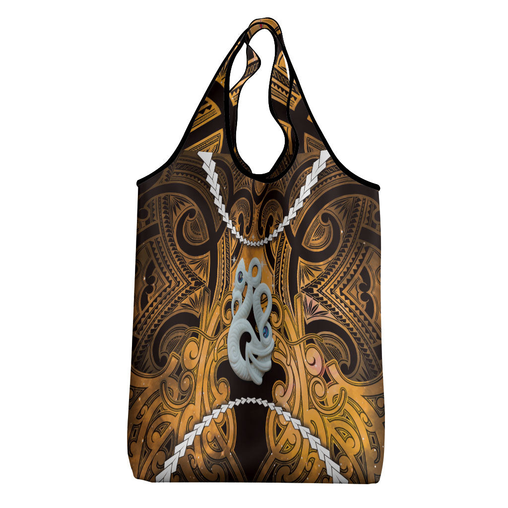 Maori Matariki Manaia Kowhai Grocery Bag Maori Kowhaiwhai Pattern Galaxy LT01 - Polynesian Pride