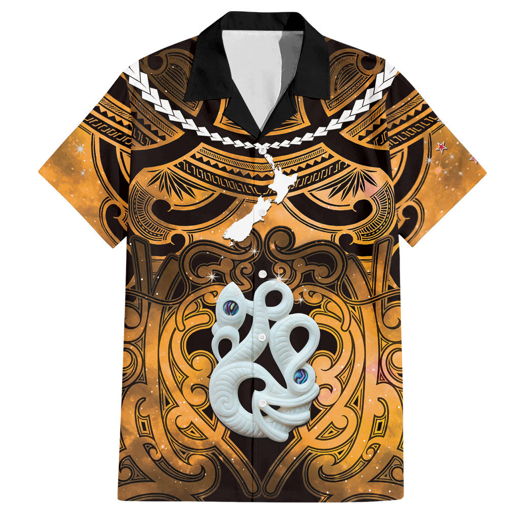 Personalised Maori Matariki Manaia Kowhai Hawaiian Shirt Maori Kowhaiwhai Pattern Galaxy