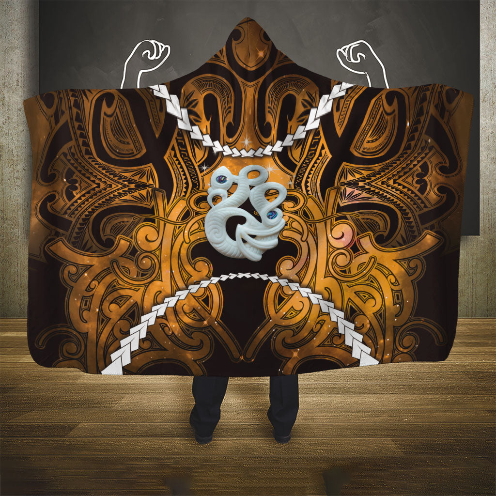 Maori Matariki Manaia Kowhai Hooded Blanket Maori Kowhaiwhai Pattern Galaxy LT01 - Polynesian Pride