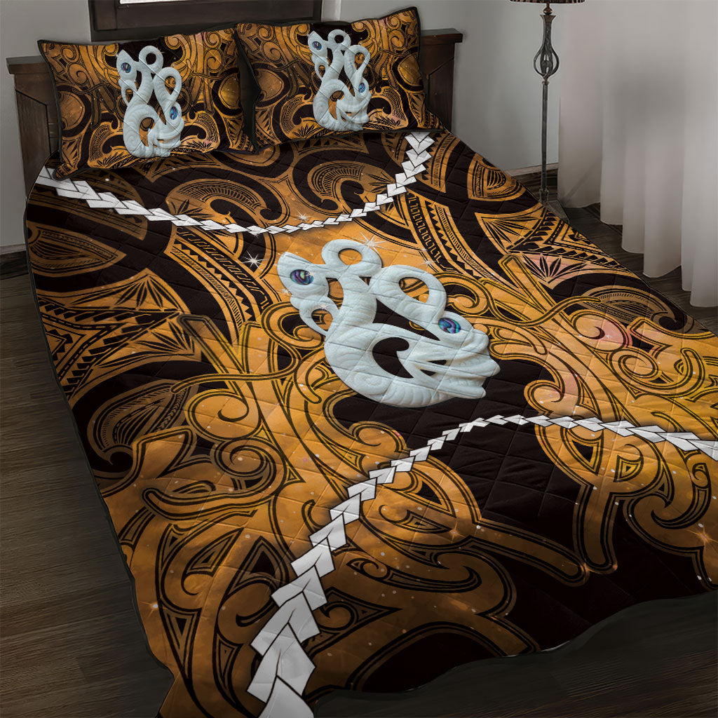 Maori Matariki Manaia Kowhai Quilt Bed Set Maori Kowhaiwhai Pattern Galaxy