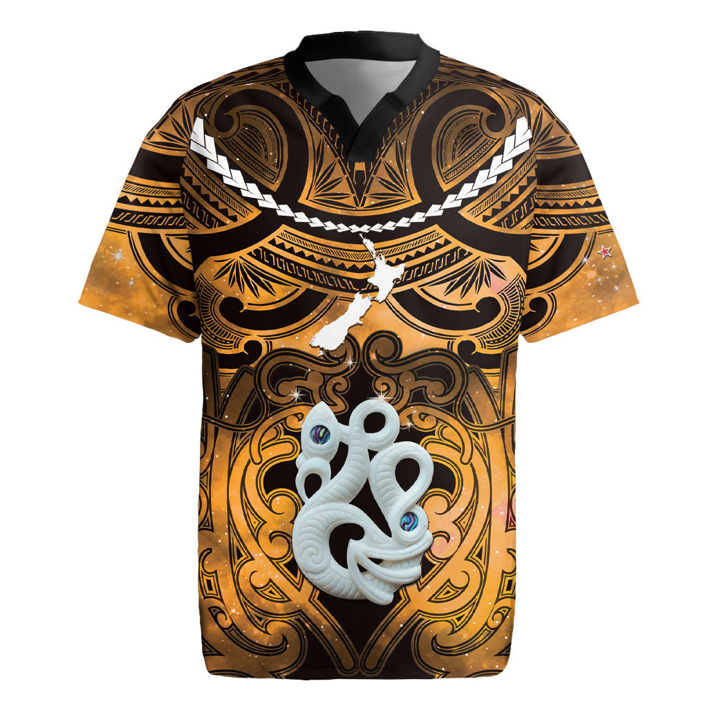 Personalised Maori Matariki Manaia Kowhai Rugby Jersey Maori Kowhaiwhai Pattern Galaxy