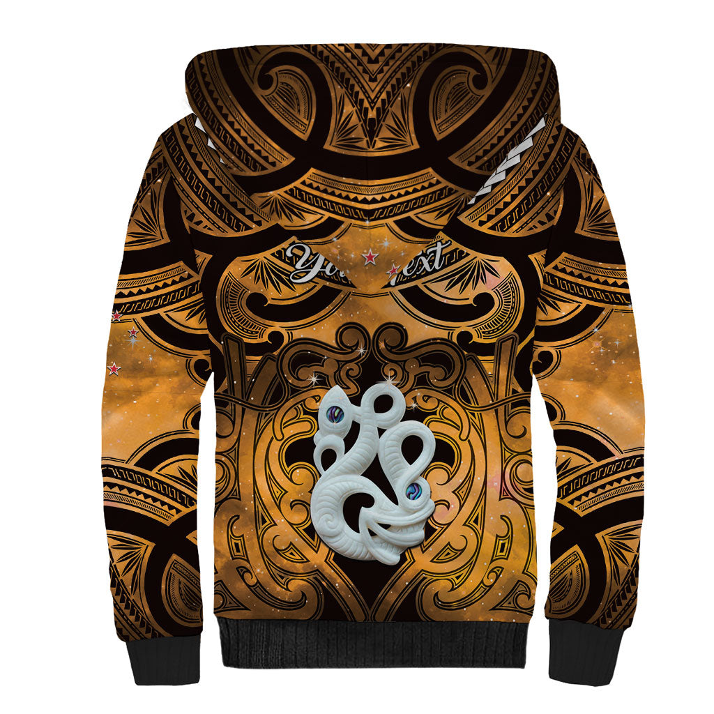 Personalised Maori Matariki Manaia Kowhai Sherpa Hoodie Maori Kowhaiwhai Pattern Galaxy LT01 - Polynesian Pride