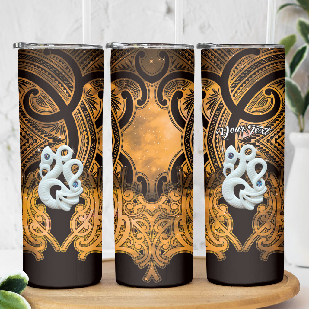 Personalised Maori Matariki Manaia Kowhai Skinny Tumbler Maori Kowhaiwhai Pattern Galaxy LT01 - Polynesian Pride