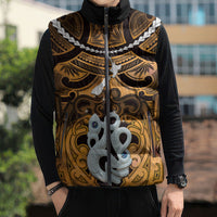Personalised Maori Matariki Manaia Kowhai Sleeveless Puffer Jacket Maori Kowhaiwhai Pattern Galaxy LT01 - Polynesian Pride