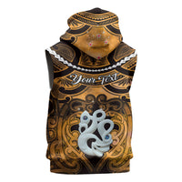 Personalised Maori Matariki Manaia Kowhai Sleeveless Zip Hoodie Maori Kowhaiwhai Pattern Galaxy LT01 - Polynesian Pride