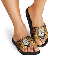 Maori Matariki Manaia Kowhai Slide Sandals Maori Kowhaiwhai Pattern Galaxy LT01 - Polynesian Pride