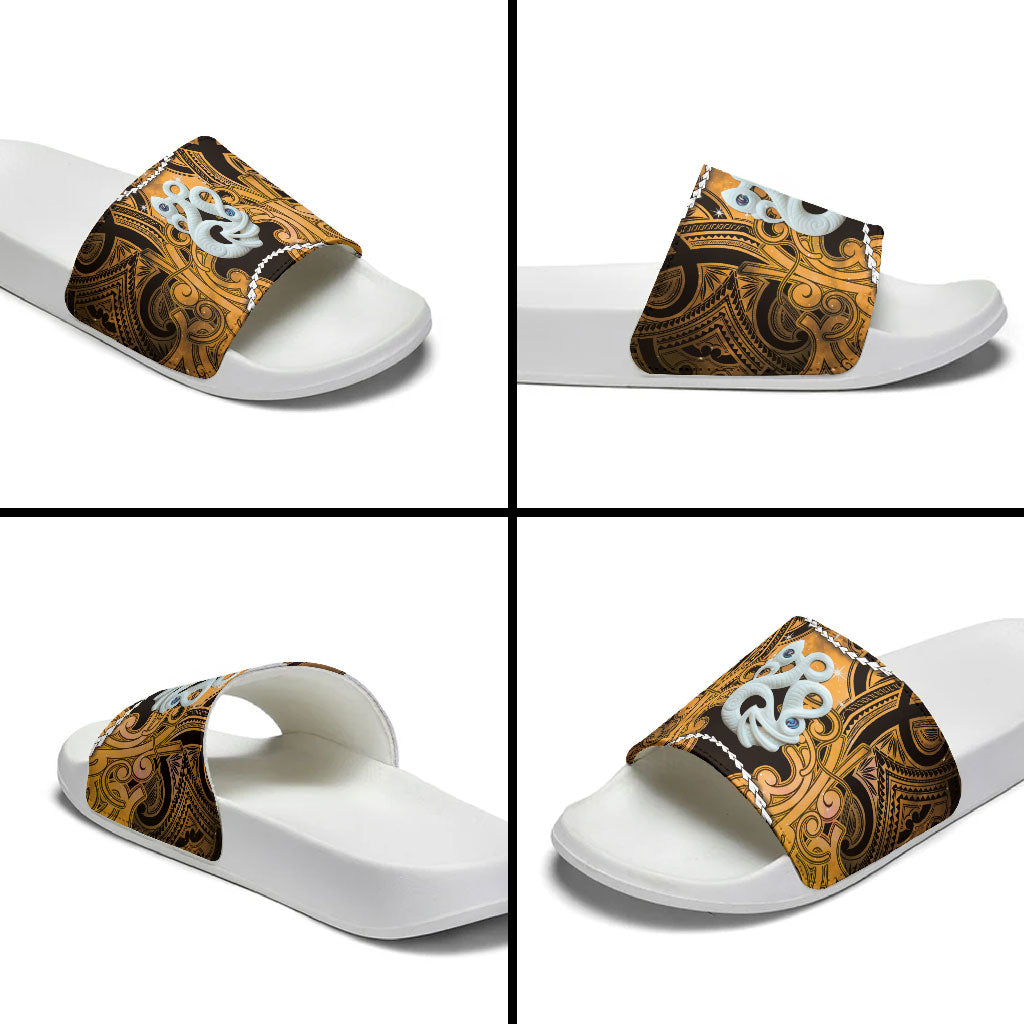 Maori Matariki Manaia Kowhai Slide Sandals Maori Kowhaiwhai Pattern Galaxy LT01 - Polynesian Pride