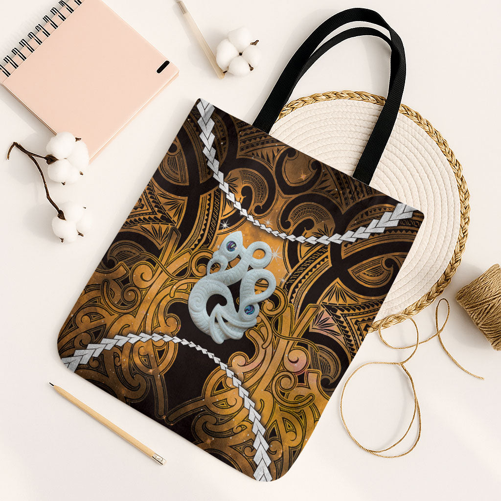 Maori Matariki Manaia Kowhai Tote Bag Maori Kowhaiwhai Pattern Galaxy