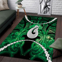 Maori Matariki Hei Matau Kakariki Area Rug Maori Kowhaiwhai Pattern Galaxy LT01 Green - Polynesian Pride