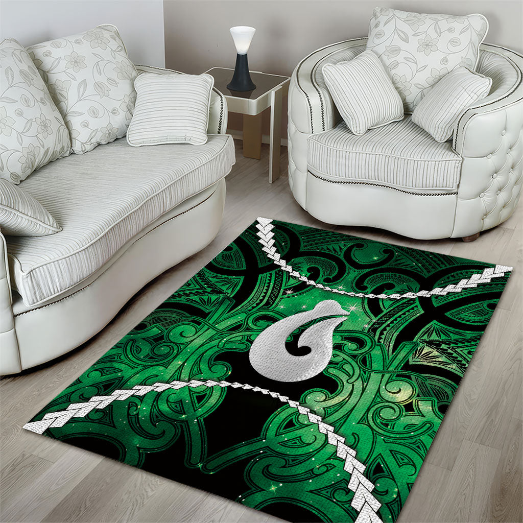 Maori Matariki Hei Matau Kakariki Area Rug Maori Kowhaiwhai Pattern Galaxy LT01 - Polynesian Pride
