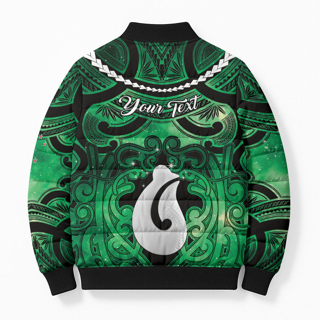 Personalised Maori Matariki Hei Matau Kakariki Bomber Puffer Jacket Maori Kowhaiwhai Pattern Galaxy LT01 - Polynesian Pride