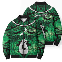 Personalised Maori Matariki Hei Matau Kakariki Bomber Puffer Jacket Maori Kowhaiwhai Pattern Galaxy LT01 - Polynesian Pride