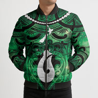 Personalised Maori Matariki Hei Matau Kakariki Bomber Puffer Jacket Maori Kowhaiwhai Pattern Galaxy LT01 - Polynesian Pride