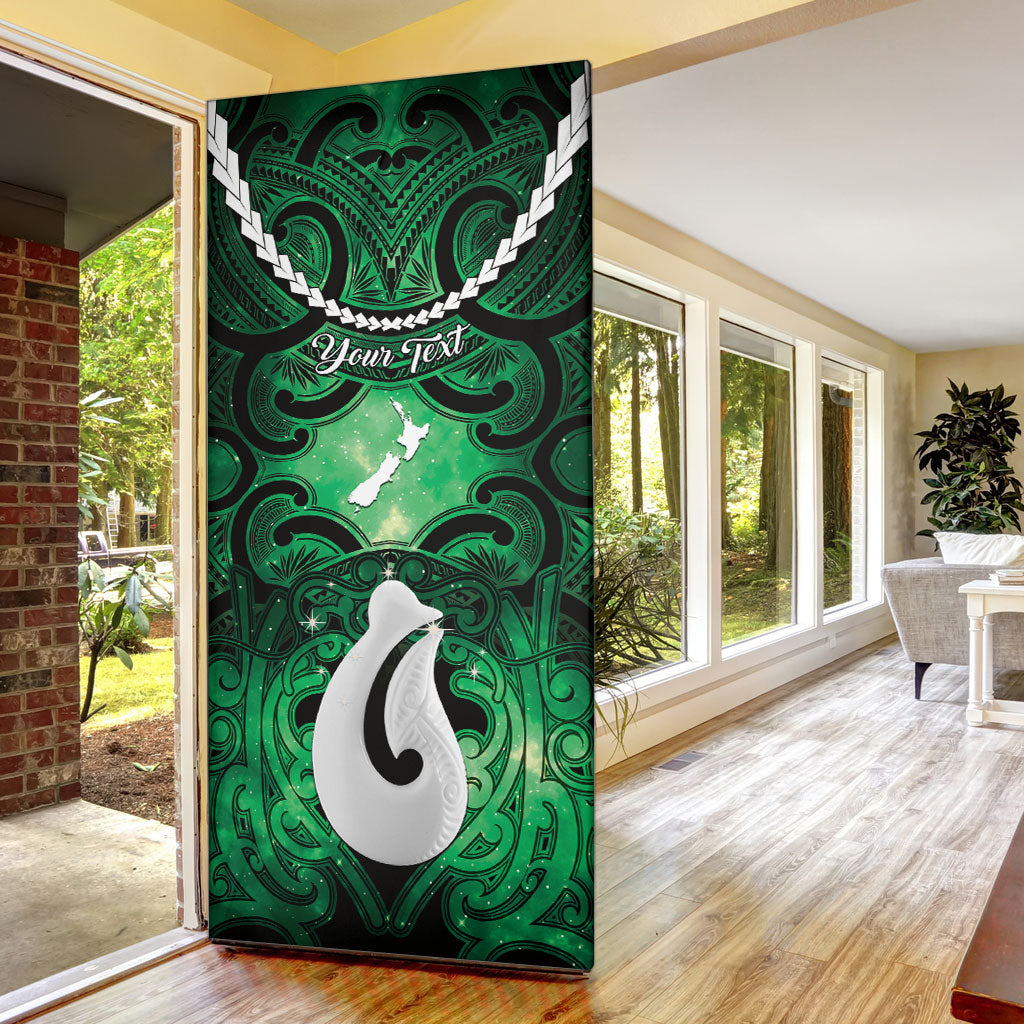 Personalised Maori Matariki Hei Matau Kakariki Door Cover Maori Kowhaiwhai Pattern Galaxy LT01 - Polynesian Pride