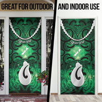 Personalised Maori Matariki Hei Matau Kakariki Door Cover Maori Kowhaiwhai Pattern Galaxy LT01 - Polynesian Pride