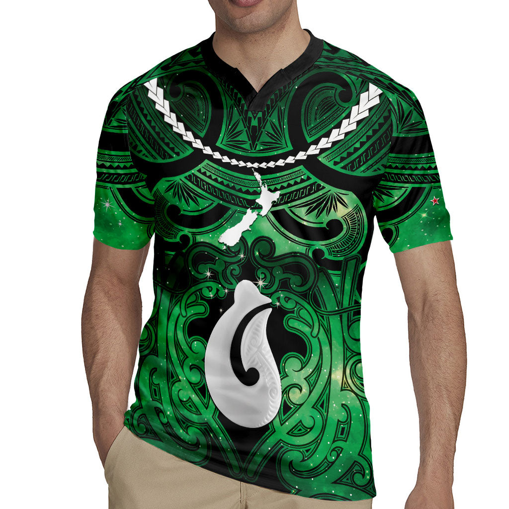 Personalised Maori Matariki Hei Matau Kakariki Rugby Jersey Maori Kowhaiwhai Pattern Galaxy LT01 - Polynesian Pride