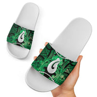Maori Matariki Hei Matau Kakariki Slide Sandals Maori Kowhaiwhai Pattern Galaxy LT01 - Polynesian Pride