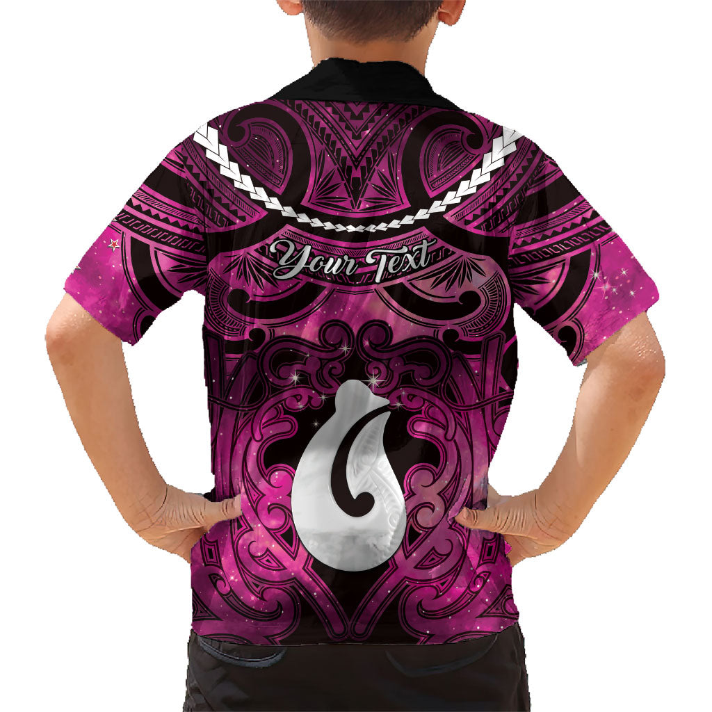 Personalised Maori Matariki Hei Matau Mawhero Family Matching Off The Shoulder Long Sleeve Dress and Hawaiian Shirt Maori Kowhaiwhai Pattern Galaxy LT01 - Polynesian Pride