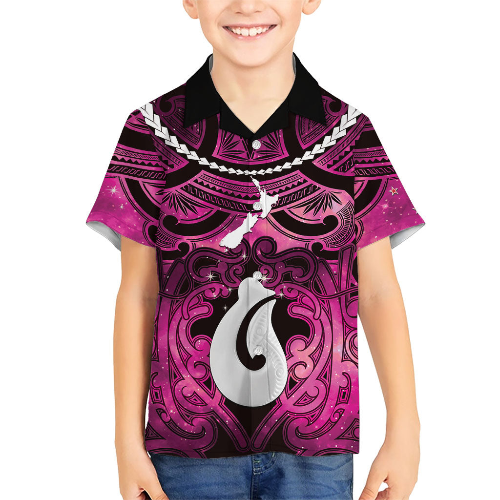 Personalised Maori Matariki Hei Matau Mawhero Kid Hawaiian Shirt Maori Kowhaiwhai Pattern Galaxy