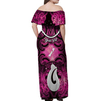Personalised Maori Matariki Hei Matau Mawhero Off Shoulder Maxi Dress Maori Kowhaiwhai Pattern Galaxy LT01 - Polynesian Pride
