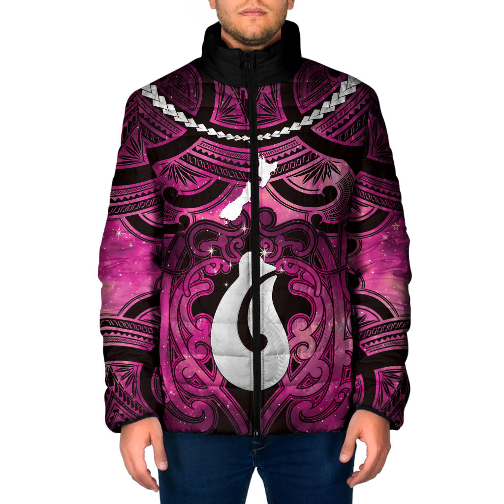 Personalised Maori Matariki Hei Matau Mawhero Padded Jacket Maori Kowhaiwhai Pattern Galaxy
