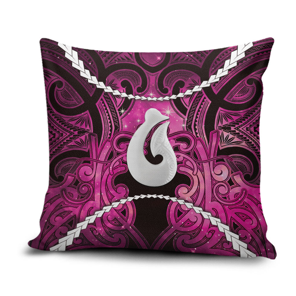 Maori Matariki Hei Matau Mawhero Pillow Cover Maori Kowhaiwhai Pattern Galaxy LT01 Pink - Polynesian Pride
