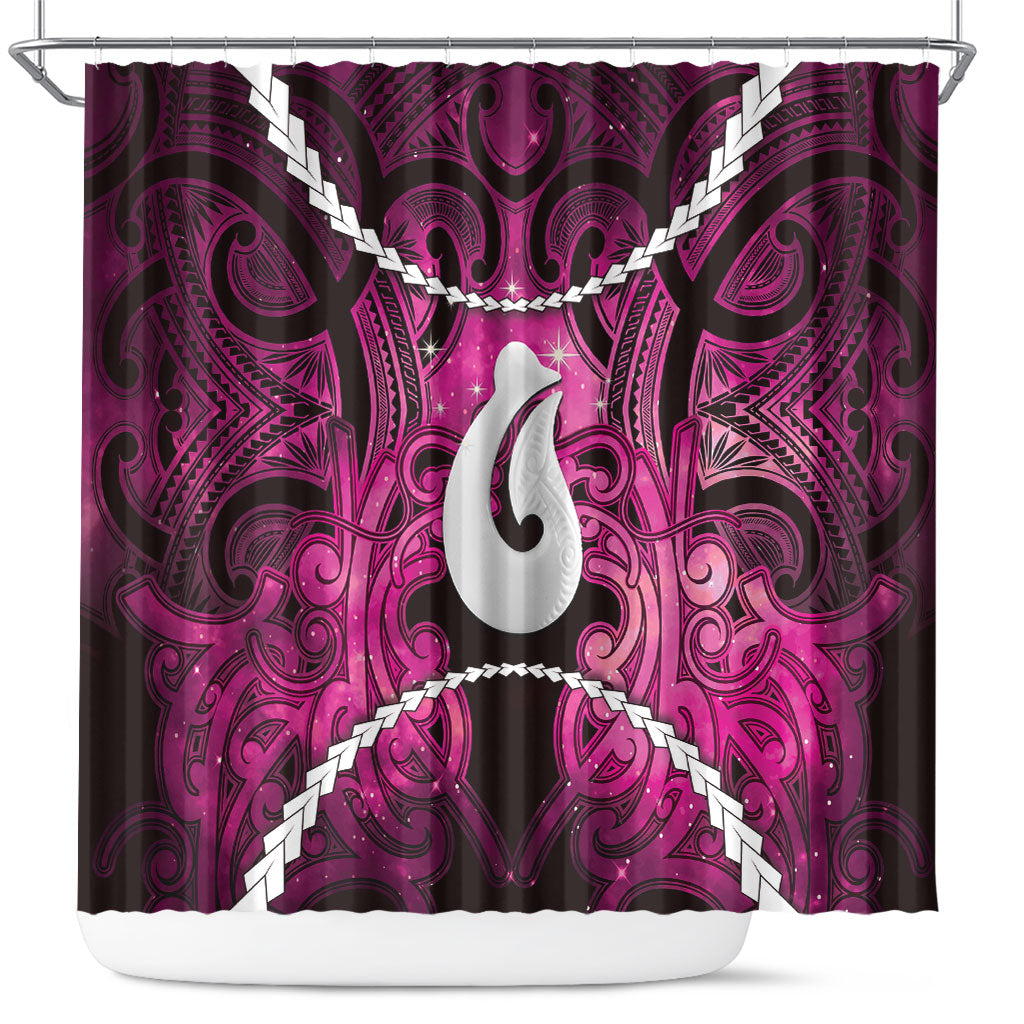 Maori Matariki Hei Matau Mawhero Shower Curtain Maori Kowhaiwhai Pattern Galaxy