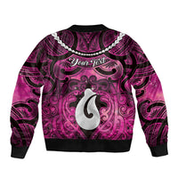 Personalised Maori Matariki Hei Matau Mawhero Sleeve Zip Bomber Jacket Maori Kowhaiwhai Pattern Galaxy LT01 - Polynesian Pride