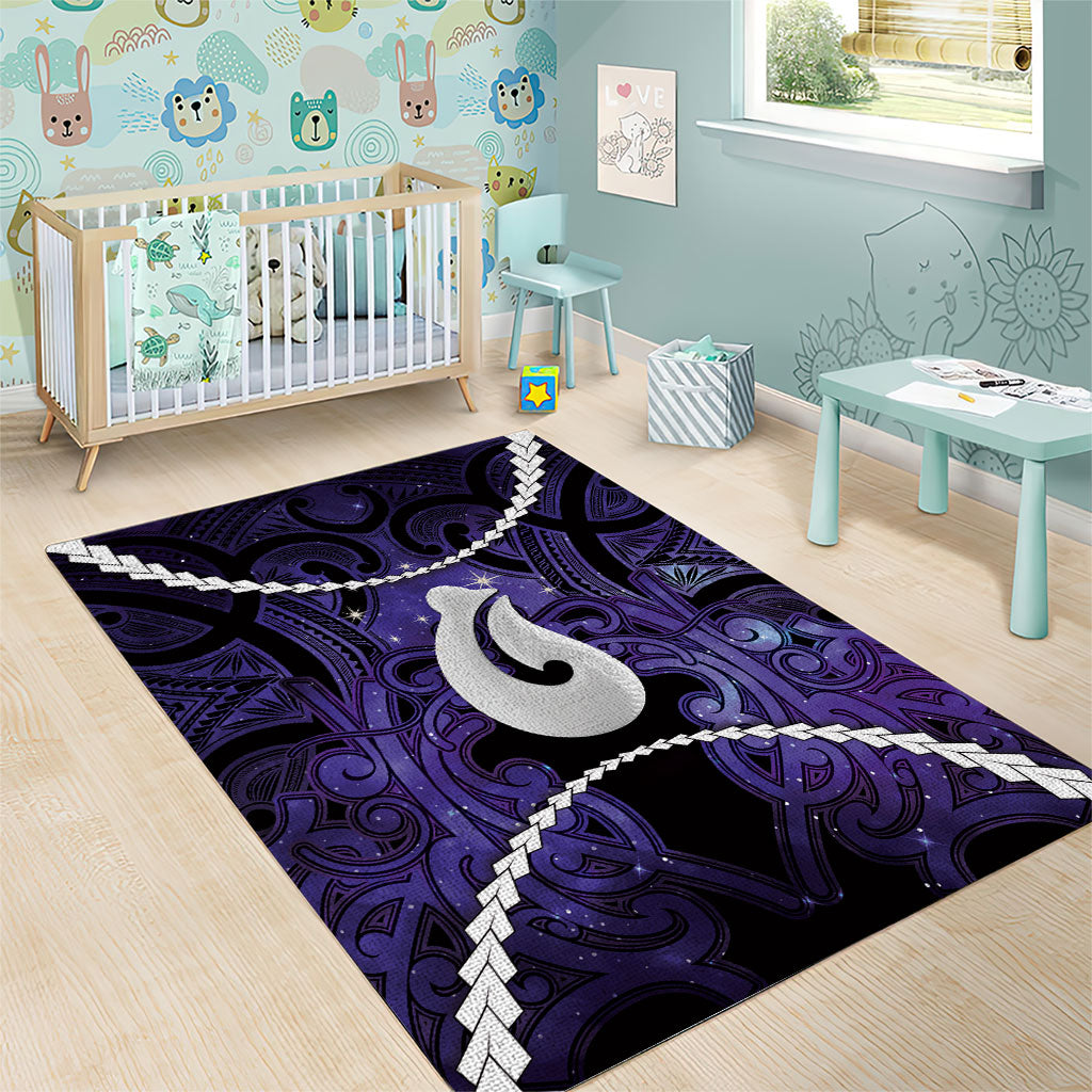 Maori Matariki Hei Matau Waiporoporo Area Rug Maori Kowhaiwhai Pattern Galaxy LT01 - Polynesian Pride