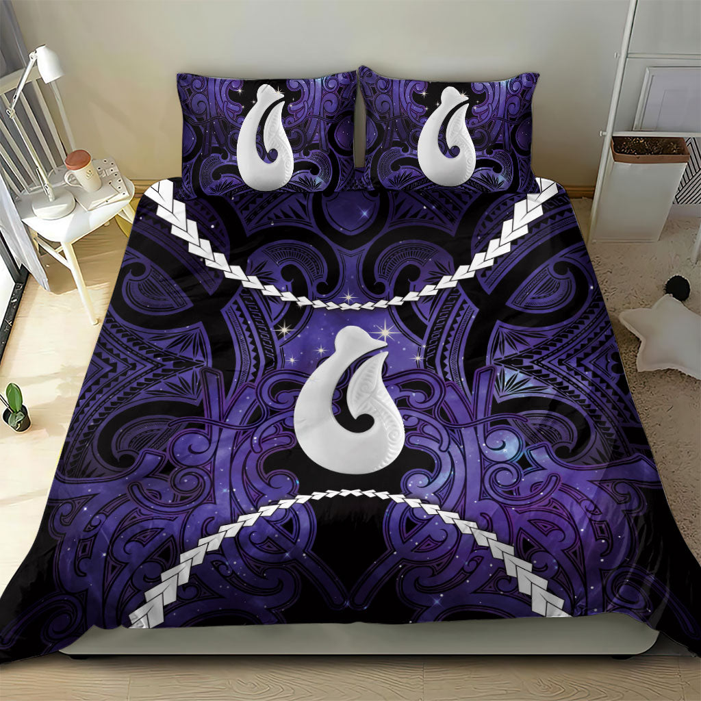 Maori Matariki Hei Matau Waiporoporo Bedding Set Maori Kowhaiwhai Pattern Galaxy LT01 - Polynesian Pride