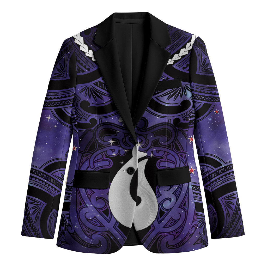 Personalised Maori Matariki Hei Matau Waiporoporo Blazer Maori Kowhaiwhai Pattern Galaxy