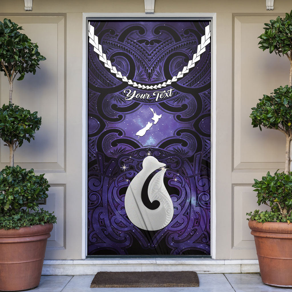 Personalised Maori Matariki Hei Matau Waiporoporo Door Cover Maori Kowhaiwhai Pattern Galaxy