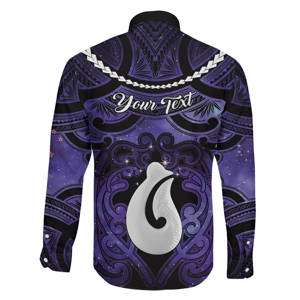 Personalised Maori Matariki Hei Matau Waiporoporo Family Matching Short Sleeve Bodycon Dress and Hawaiian Shirt Maori Kowhaiwhai Pattern Galaxy LT01 - Polynesian Pride