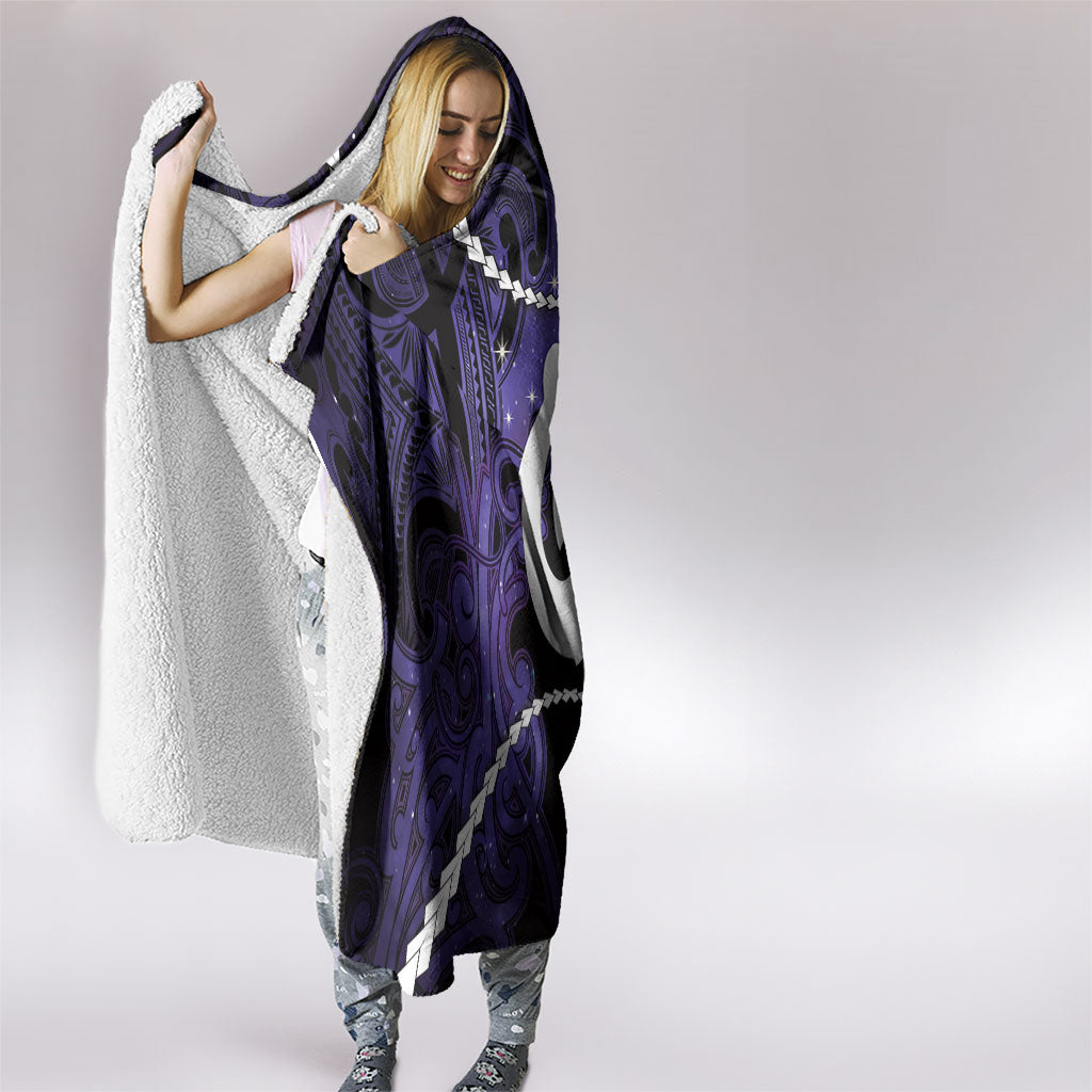 Maori Matariki Hei Matau Waiporoporo Hooded Blanket Maori Kowhaiwhai Pattern Galaxy LT01 - Polynesian Pride