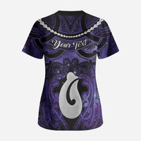 Personalised Maori Matariki Hei Matau Waiporoporo Scrub Top Maori Kowhaiwhai Pattern Galaxy LT01 - Polynesian Pride